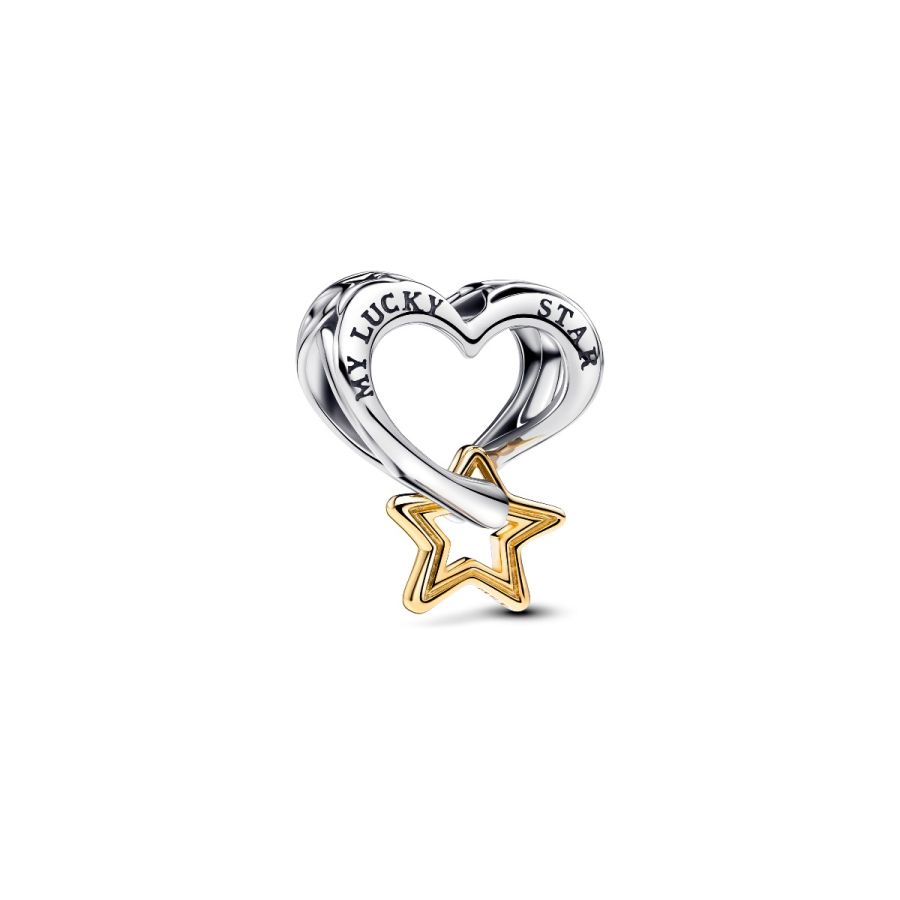 Charm Lucky Star & Herz Sterling-Silber Vergoldet
