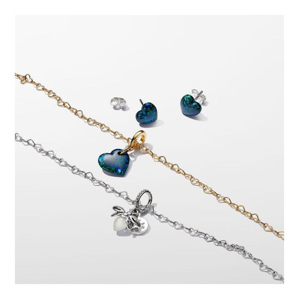 Charm-Anhänger Herz Opal Grün Vergoldet