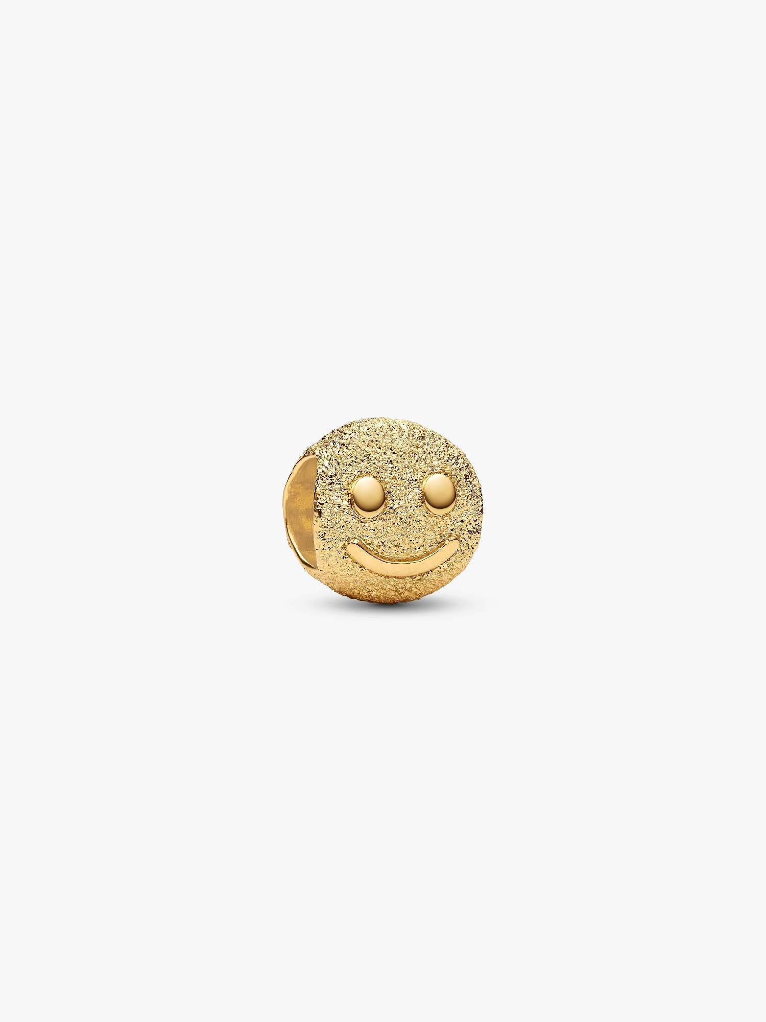 Strukturiertes Glückliches Gesicht Mini-Charm 14 Karat Vergoldung Hauptbild