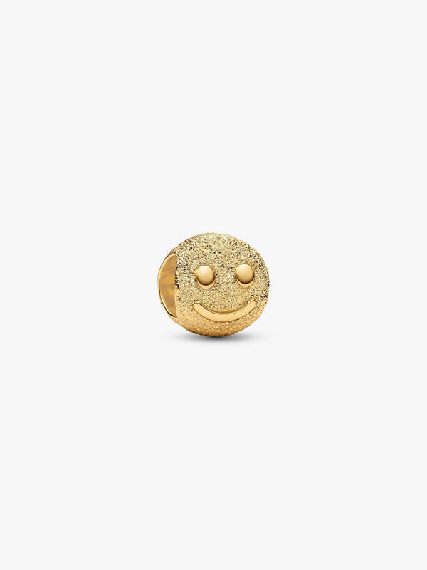 Strukturiertes Glückliches Gesicht Mini-Charm 14 Karat Vergoldung