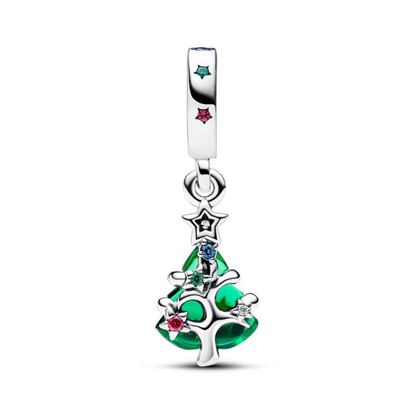 Charm-Anhänger Funkelnder Weihnachtsbaum Kristall Grün Silber