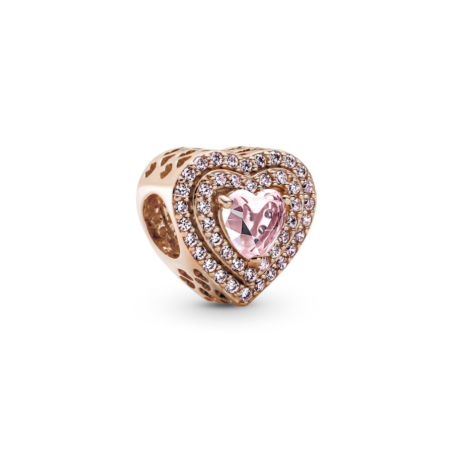 Charm Funkelndes Mehrstufiges Herz 14k Rosé Vergoldet Hauptbild