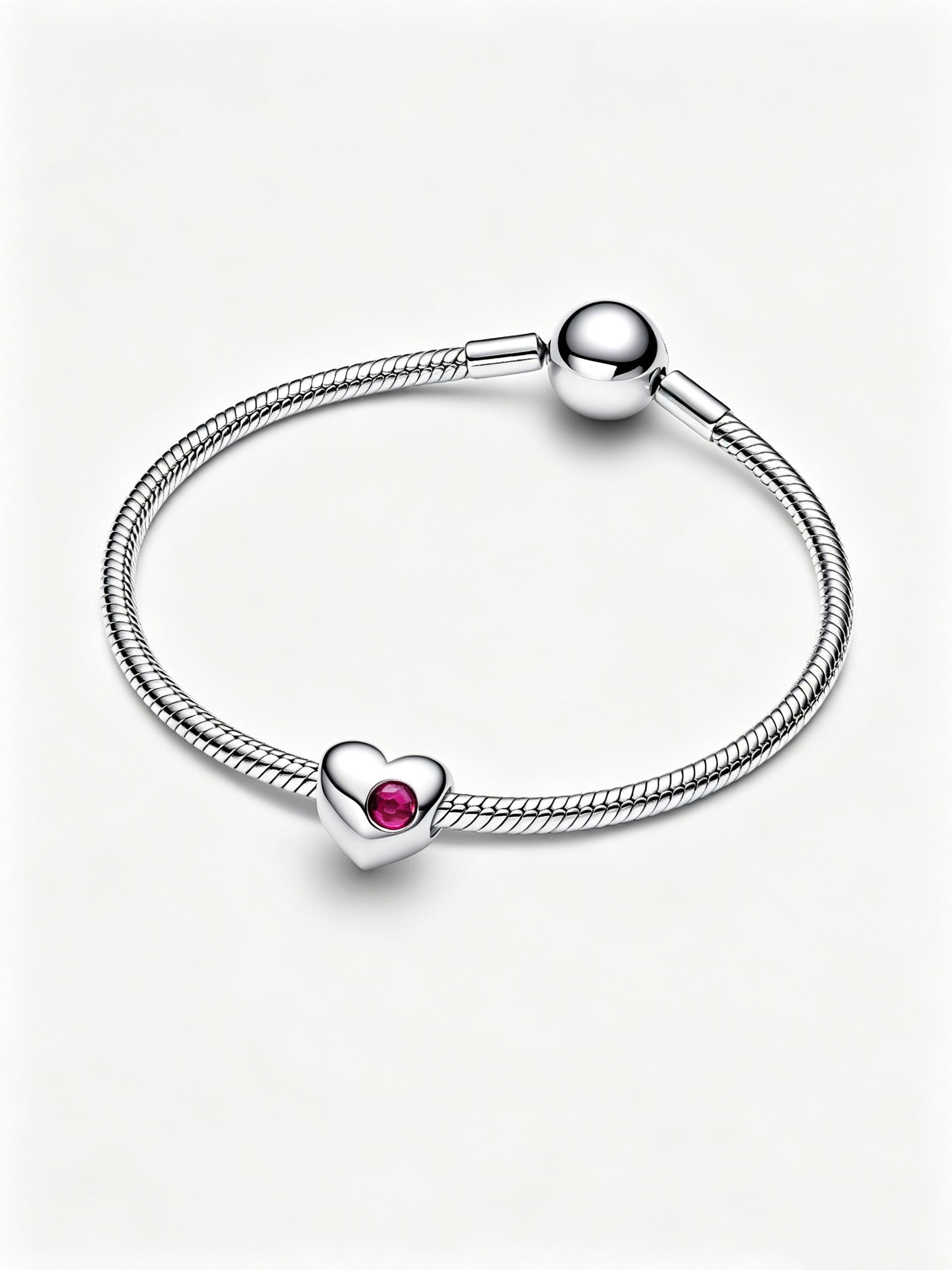 Gravierbares Echtroter Stein Herz-Charm Sterling-Silber