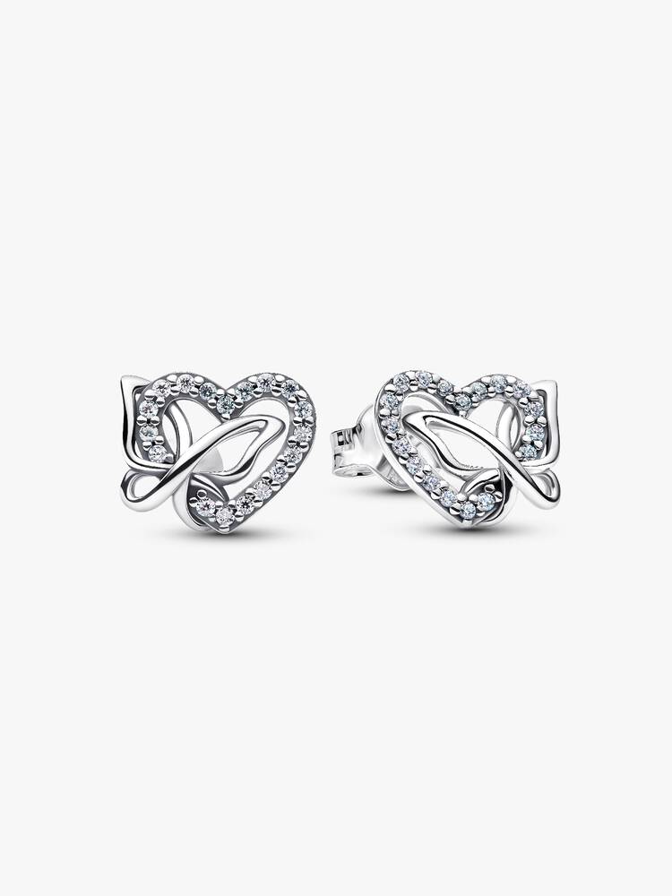Verschlungenes Herz & Schmetterling Ohrstecker Sterling-Silber