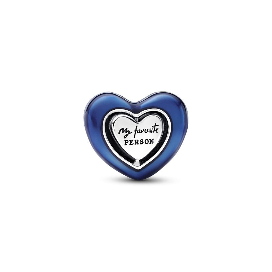 Charm Blaues Drehbares Herz Kristalle Silber