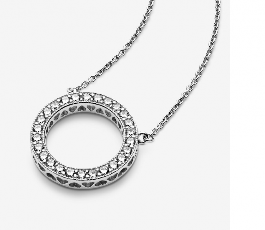 590514CZ Kette mit Anhänger Funkelnder Kreis Sterling Silver