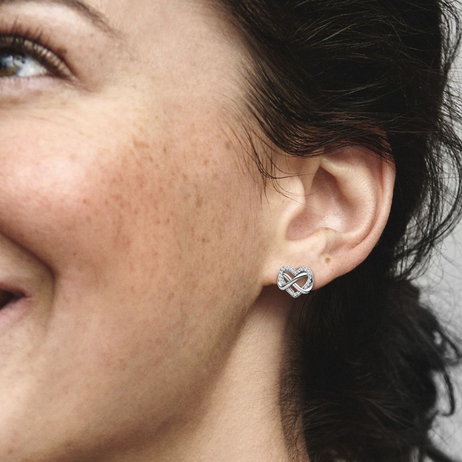 Ohrstecker Funkelnde Unendlichkeits-Herz Zirkonia Silber Zweitbild