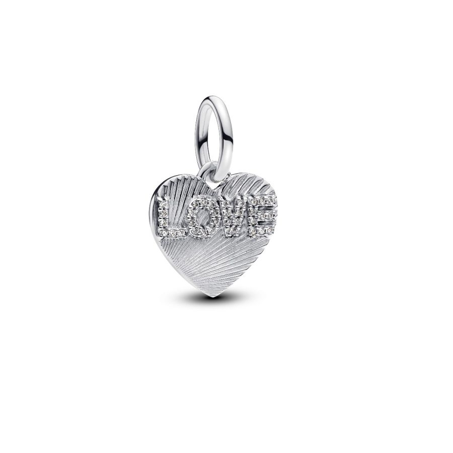 Charm-Anhänger Gravierbarer Love-Herz Zirkonia Silber Hauptbild