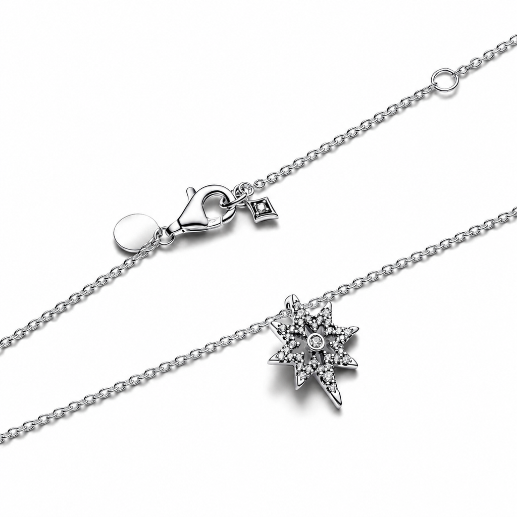 Halskette mit Anhänger Pavé-Polarstern Nordstern Silber 393600C01