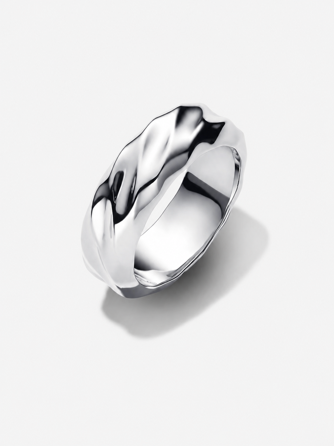 Gewellter Breiter Band-Ring Sterling-Silber Hauptbild