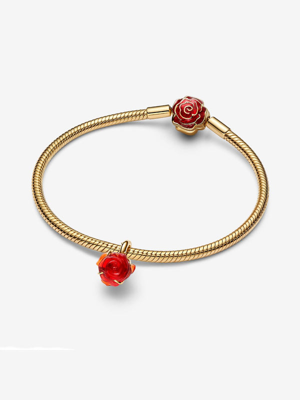 Die Schöne und das Biest Verzauberte Rose Charm-Anhänger 14 Karat Vergoldung