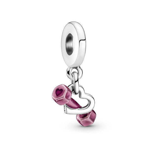 Charm-Anhänger Hantel und Herz Sterling-Silber