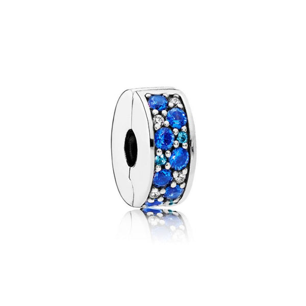 Charm Clip Blauer Pavé Glanz