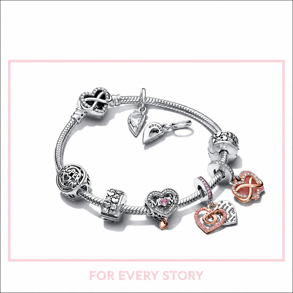 Charm-Anhänger Doppelter Perlmuttweißes Herz Silber