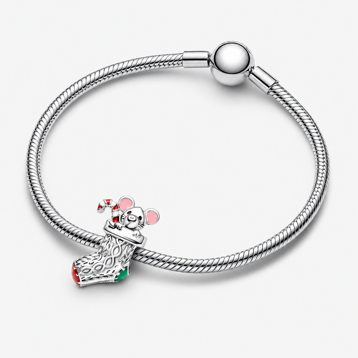 Charm Festliches Maus Weihnachtsstrumpf Silber