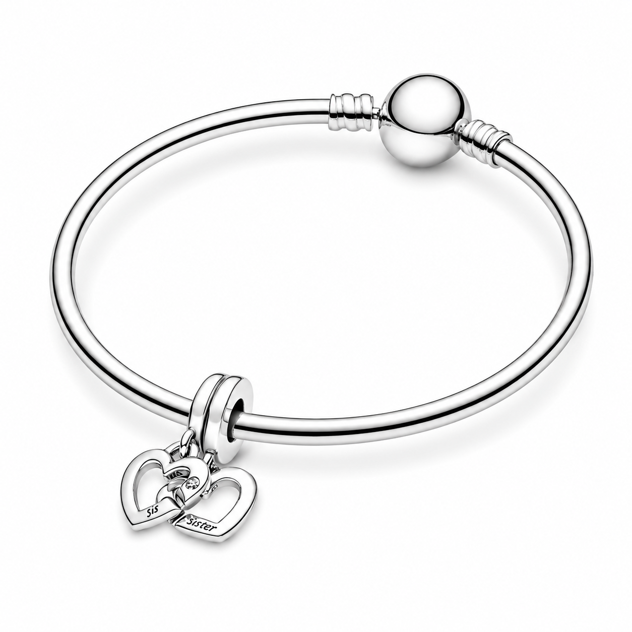 Charm-Anhänger Verbundene Schwester Teilbare Herzen Silber