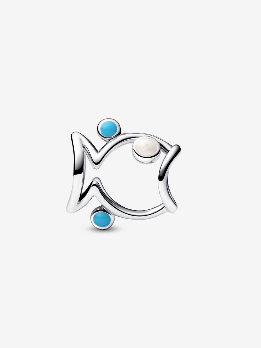 Offen gearbeiteter Fisch Charm Sterling-Silber