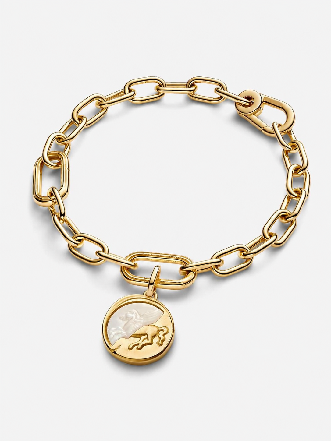 Pegasus Medaillon-Charm Sterling-Silber, 14 Karat Vergoldung