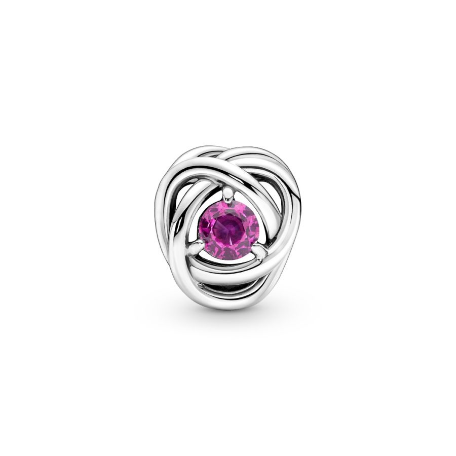 Charm Oktober Geburtsstein Rosafarbener Ewigkeitskreis Silber