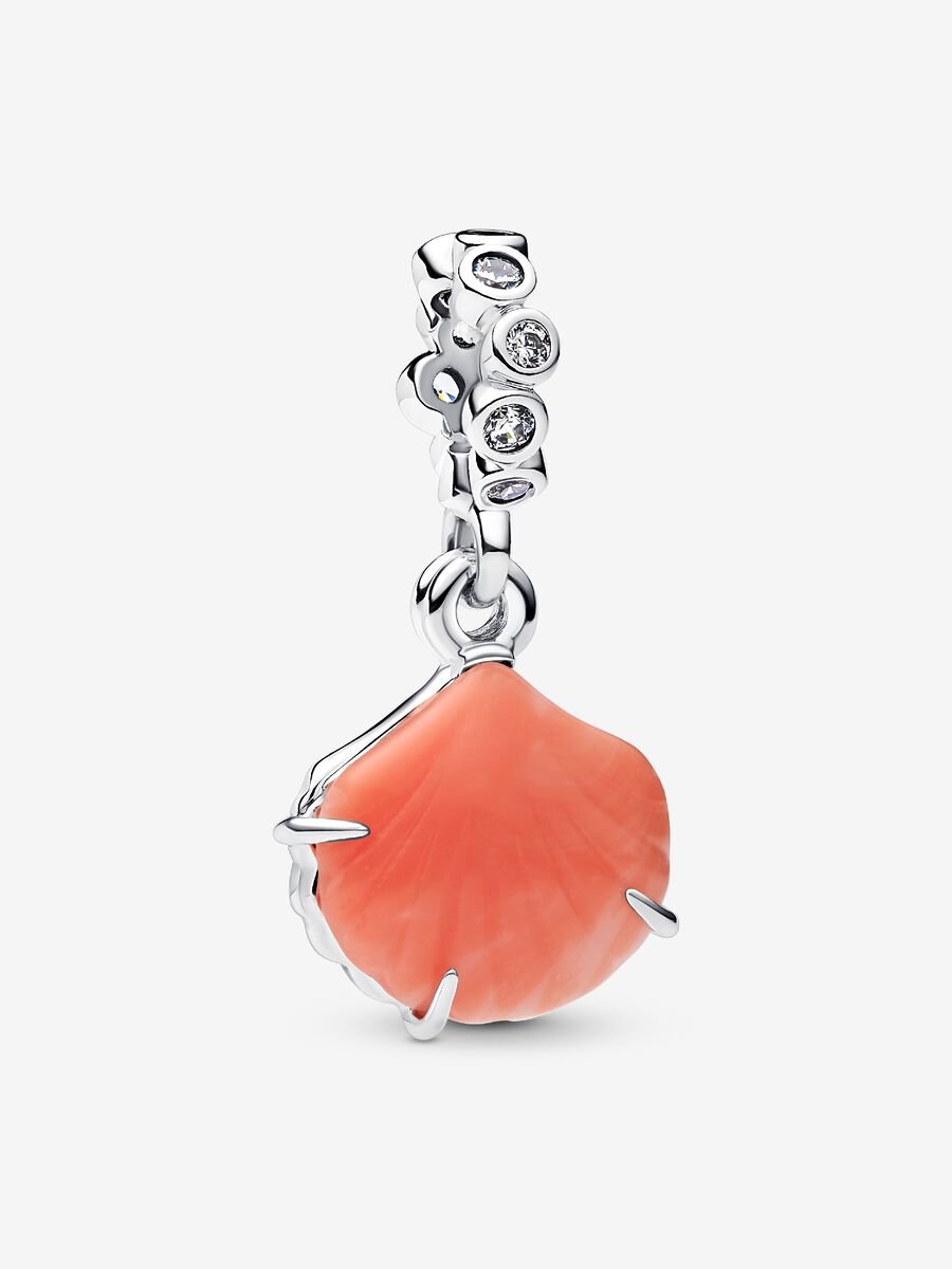 Korallenrote Muschel Doppelter Charm-Anhänger Sterling-Silber