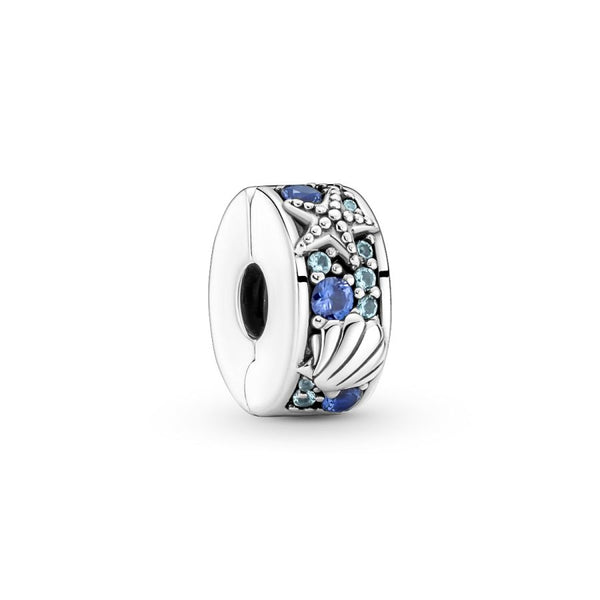 Charm-Clip Tropischer Seestern Muschel Sterling-Silber