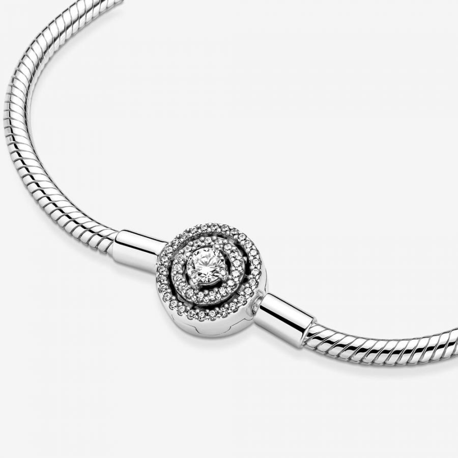 Schlangen-Gliederarmband Moments Strahlenkranz Silber