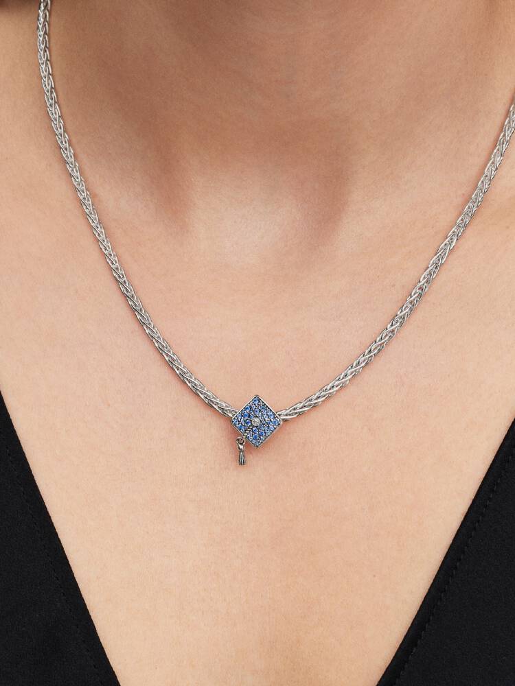 Funkelnde Blaue Absolventenmütze 2026 Charm Sterling-Silber Zweitbild