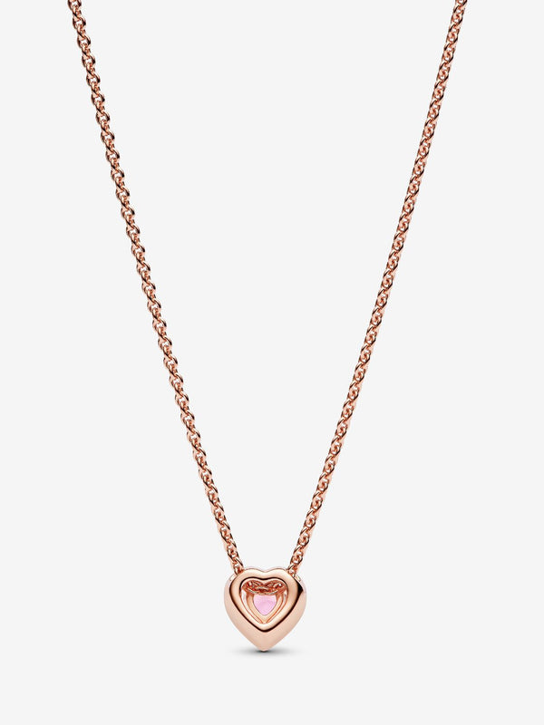 Rosafarbenes Herz Collier 14 Karat rosévergoldet