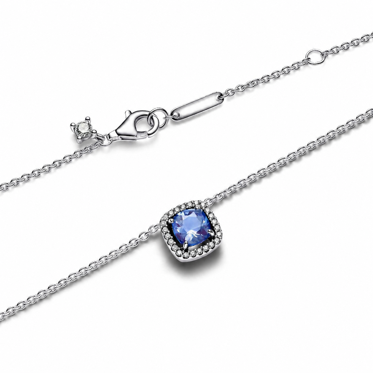 Halsketten mit Anhänger Blauer Strahlenkranz Silber 393560C01