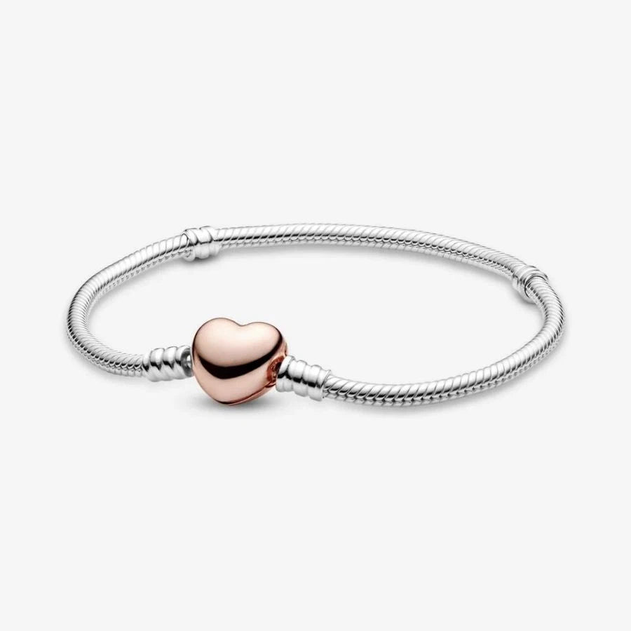 Rose  Schlangen-Gliederarmband mit Herz-Verschluss