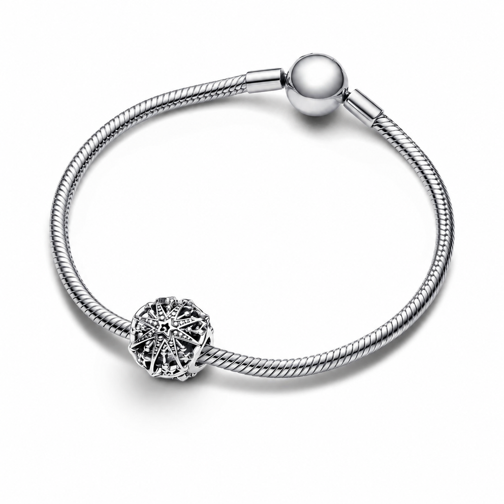 Charm Himmlische Schneeflocke Stern Sterling-Silber