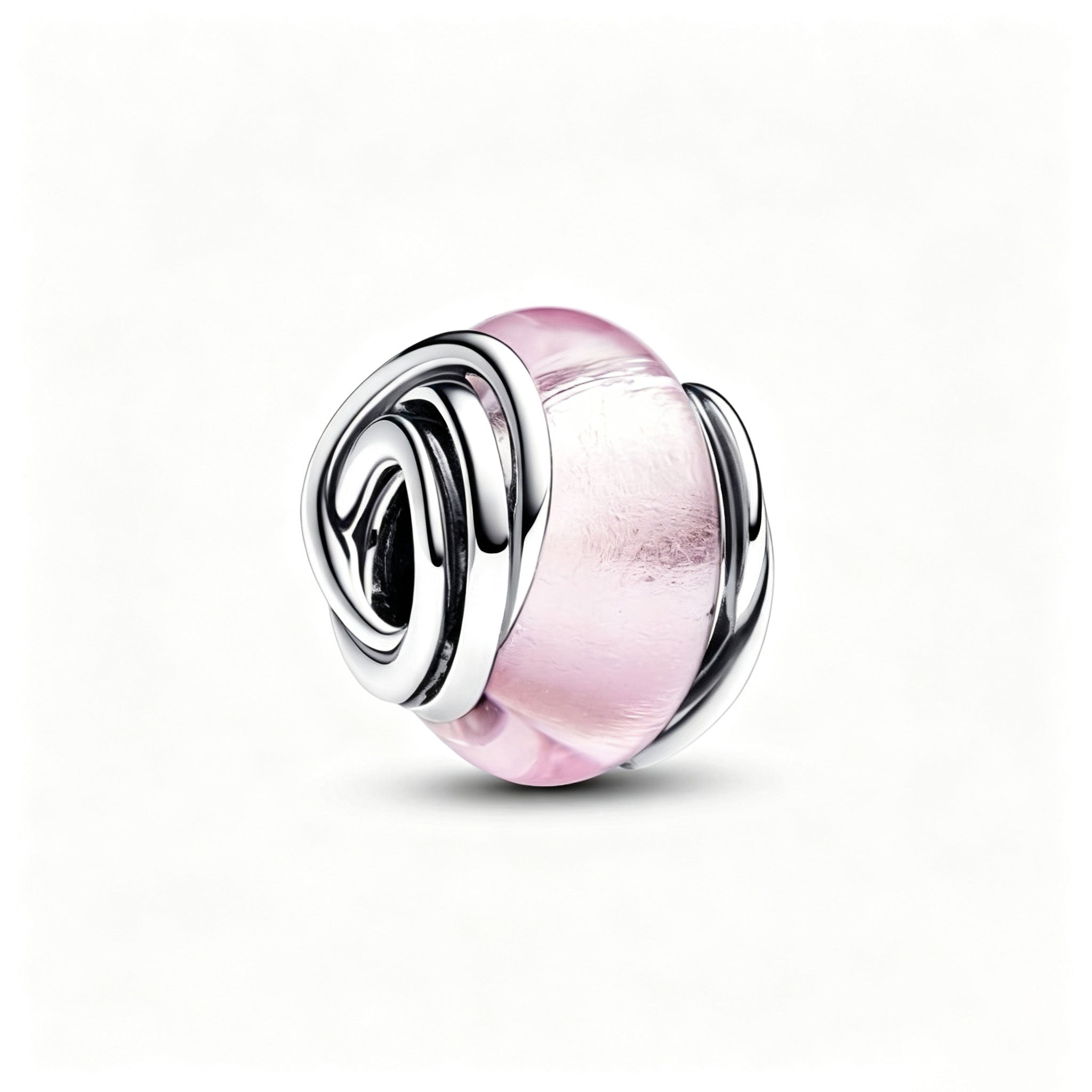 Charm Umschlungenes Rosafarbenes Murano-Glas Silber Hauptbild