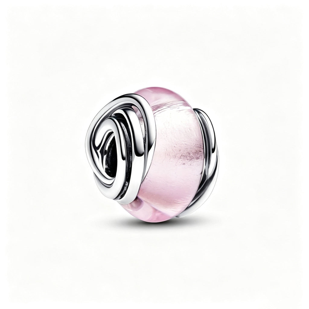 Charm Umschlungenes Rosafarbenes Murano-Glas Silber