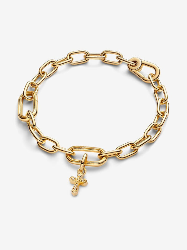 Funkelndes Kreuz Mini-Charm-Anhänger 14 Karat Vergoldung