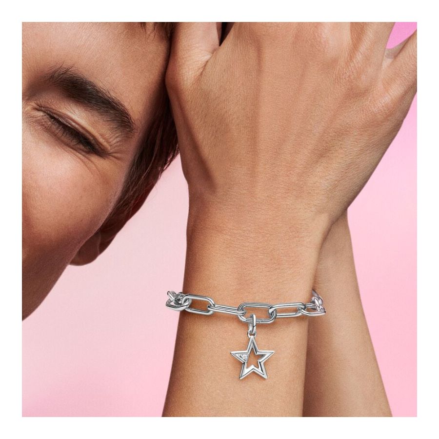 Charm-Medaillon Funkelnder Stern Zirkonia Silber Zweitbild