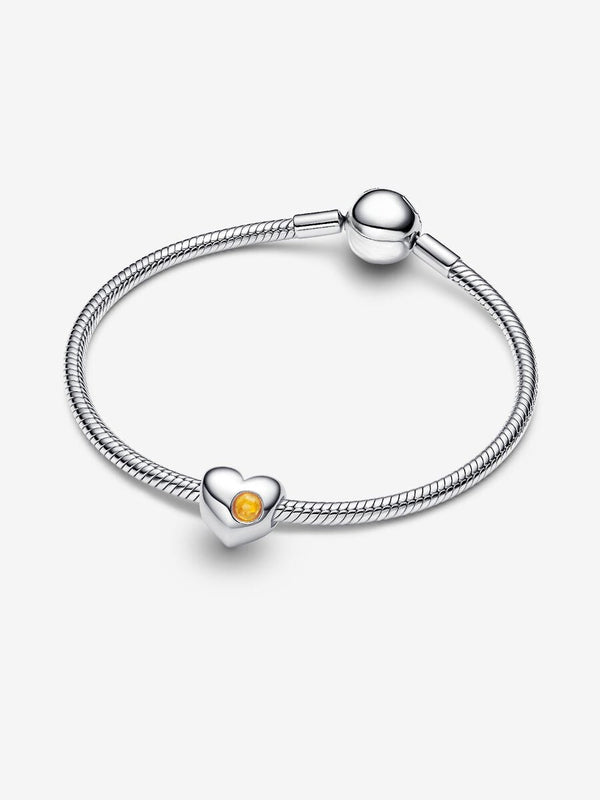 Gravierbares Honiggelber Stein Herz-Charm Sterling-Silber