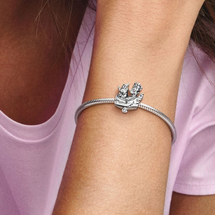 Charm Micky Maus & Minnie Maus Flugzeug Sterling-Silber