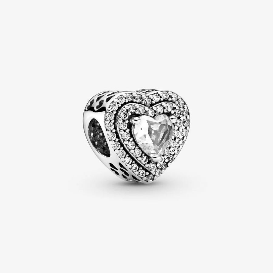 Charm Funkelndes Erhabenes Herz Silber Hauptbild