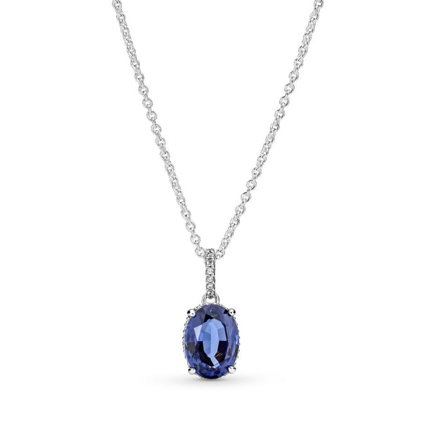 390055C01 Kette mit Anhänger Statement Strahlenkranz Blau Sterlingsilber