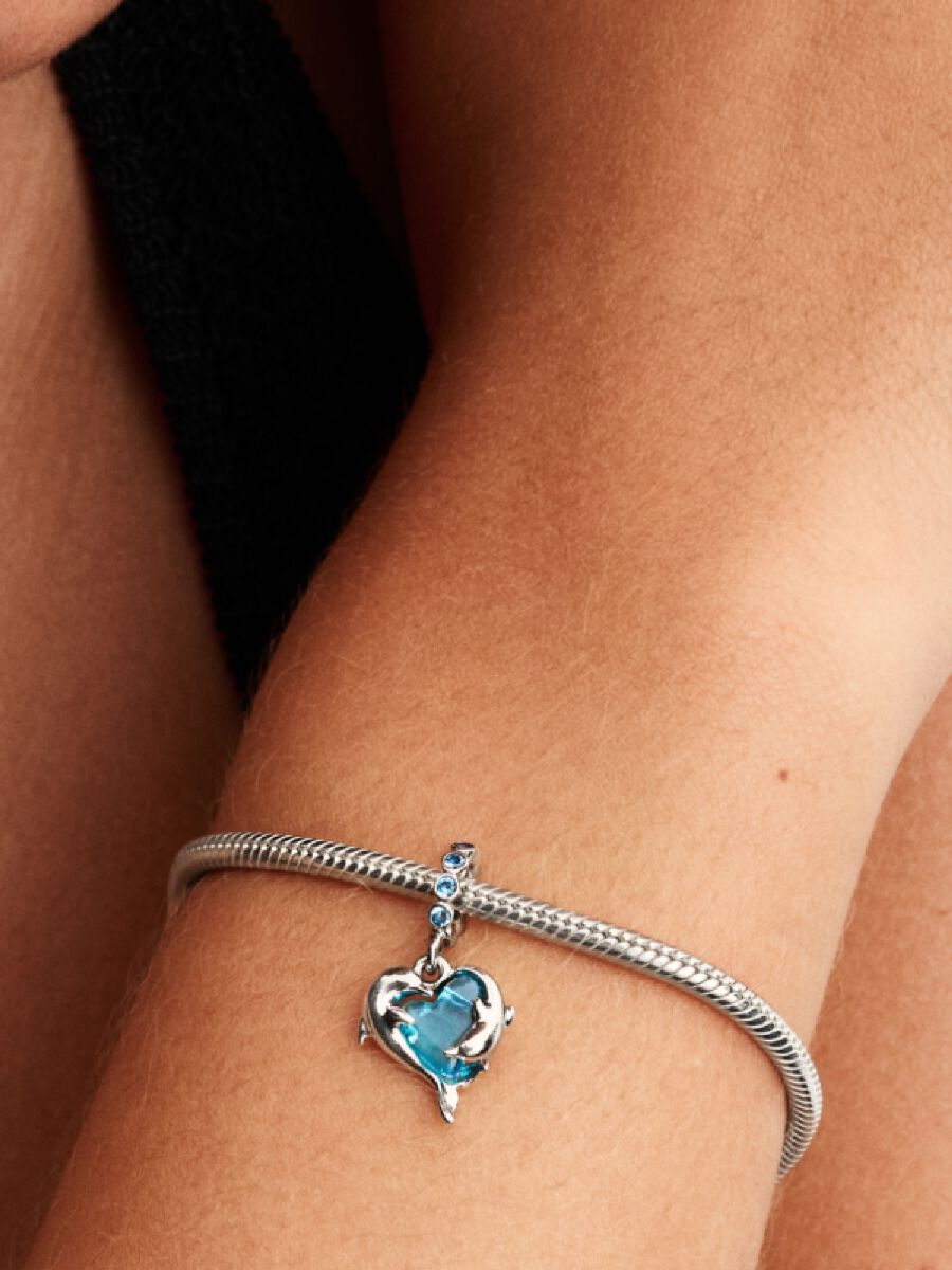 Blauer Murano-Glas Delfine Charm-Anhänger Sterling-Silber