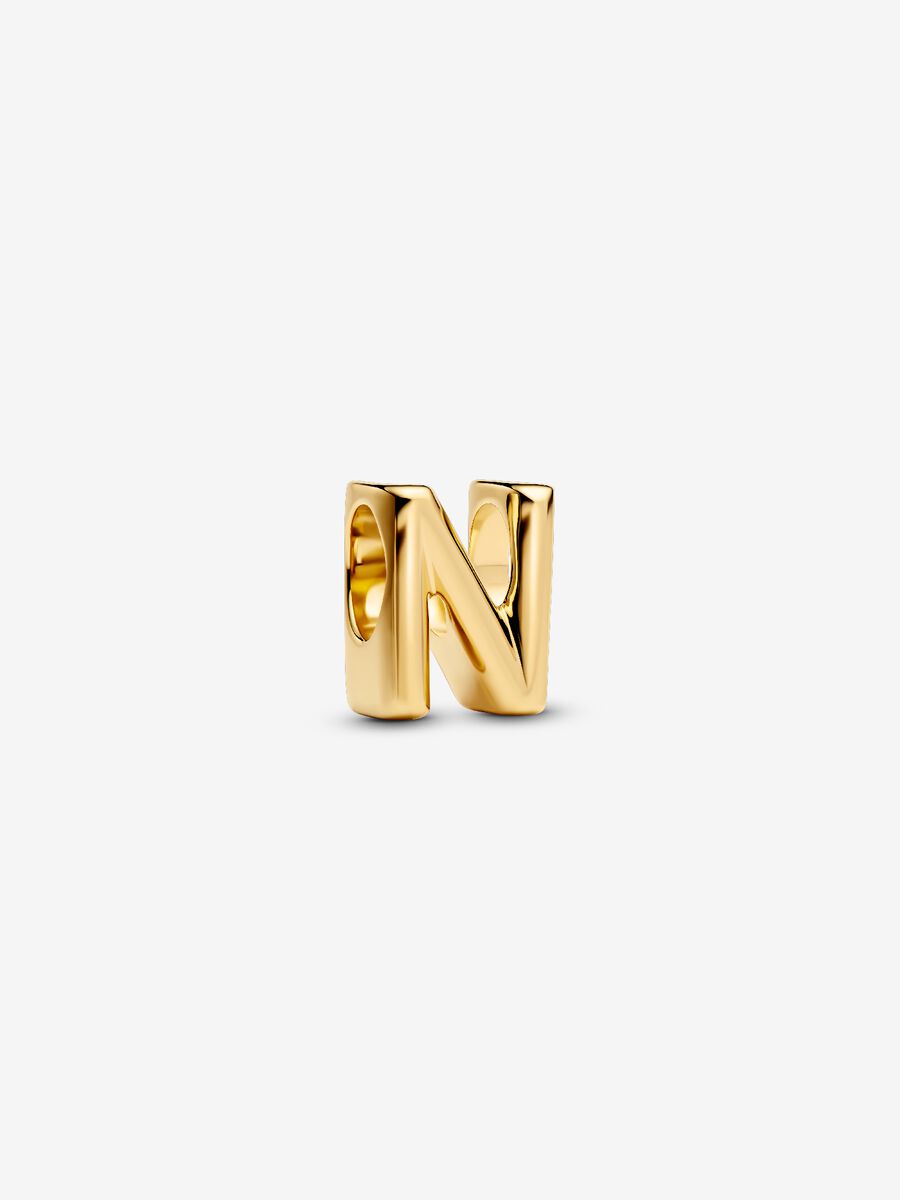 Buchstabe N Alphabet-Mini-Charm 14 Karat Vergoldung Hauptbild