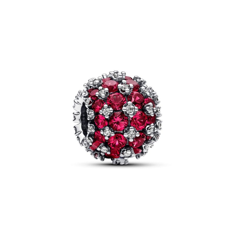 Charm Funkelndes Rosafarbenes Rundes Pavé Sterlingsilber