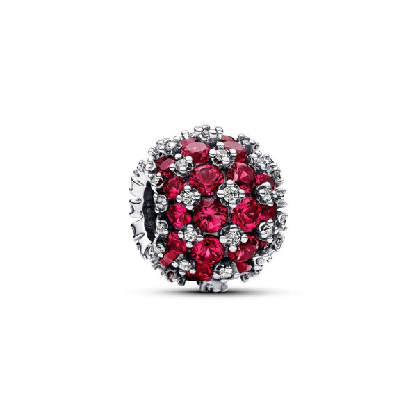 Charm Funkelndes Rosafarbenes Rundes Pavé Sterlingsilber
