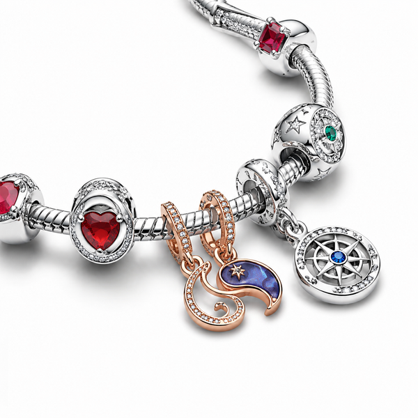 Charm-Anhänger Yin & Yang Funkelnder 14k Rosé Vergoldet