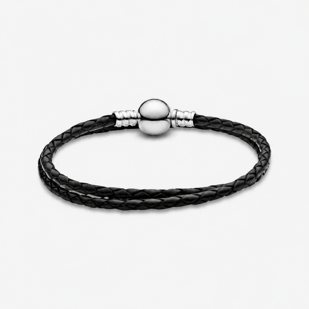 Lederarmband Moments Zweifach Gewickelt Silber