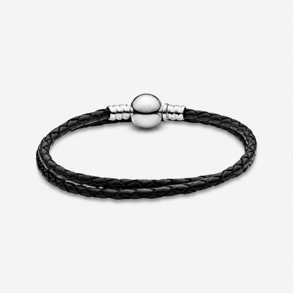 Lederarmband Moments Zweifach Gewickelt Silber