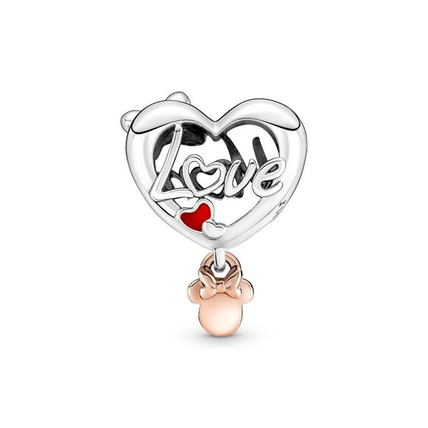 Charm Minnie Maus Mum Herz Silber 14k Rosé Vergoldet