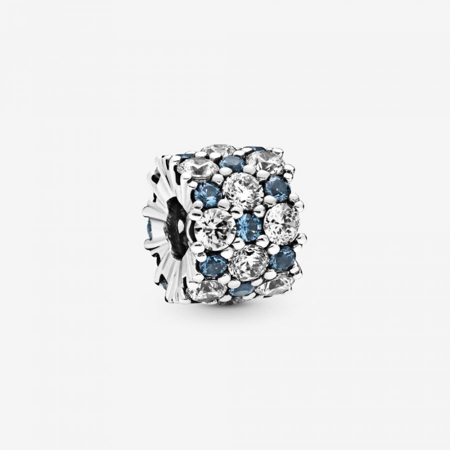 Charm Blaues Klares Funkeln Silber