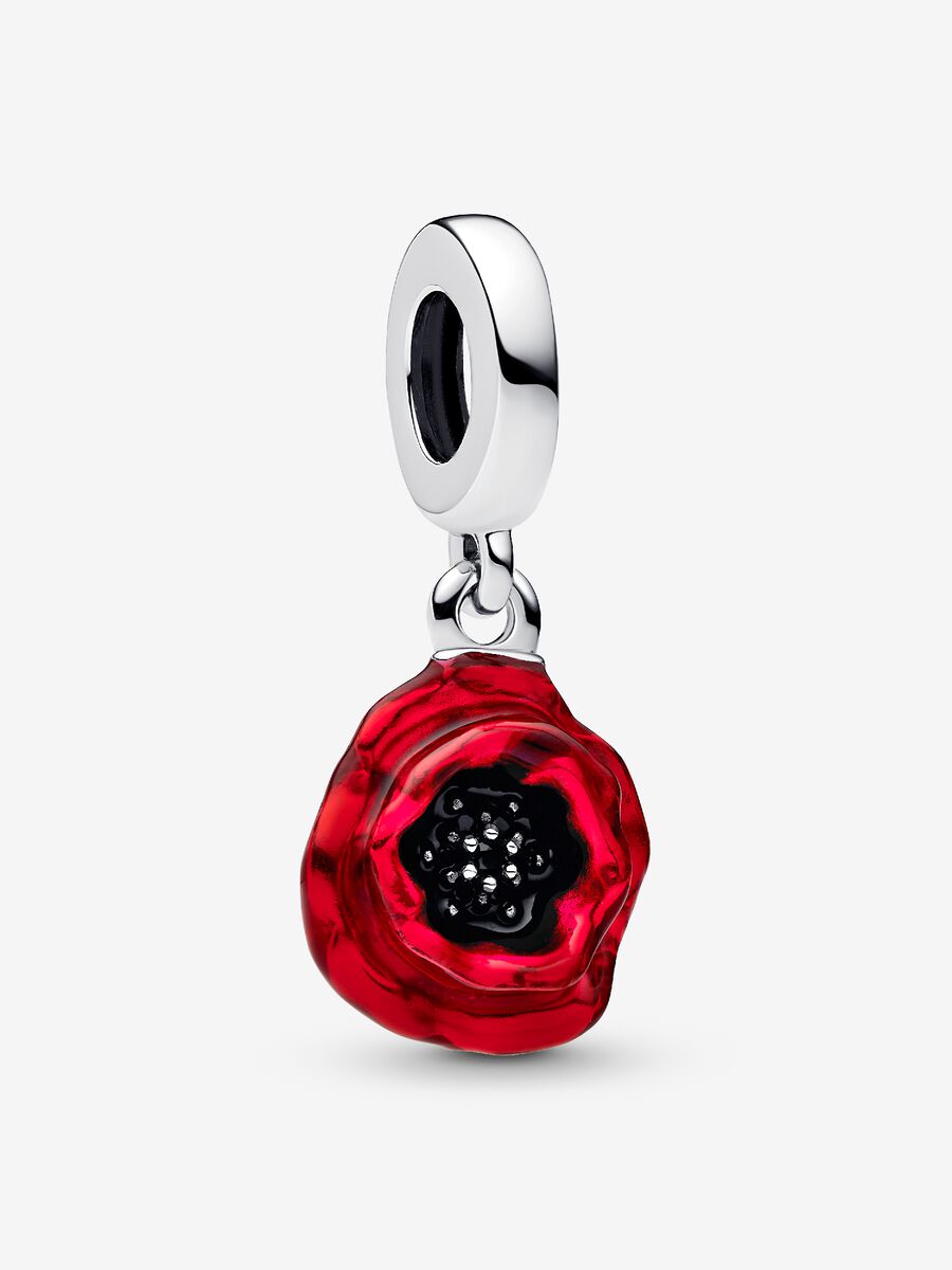 Roter Blume Charm-Anhänger Sterling-Silber Hauptbild