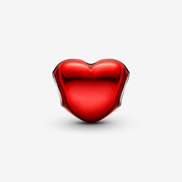 Charm Rotes Metallic-Herz Sterling-Silber